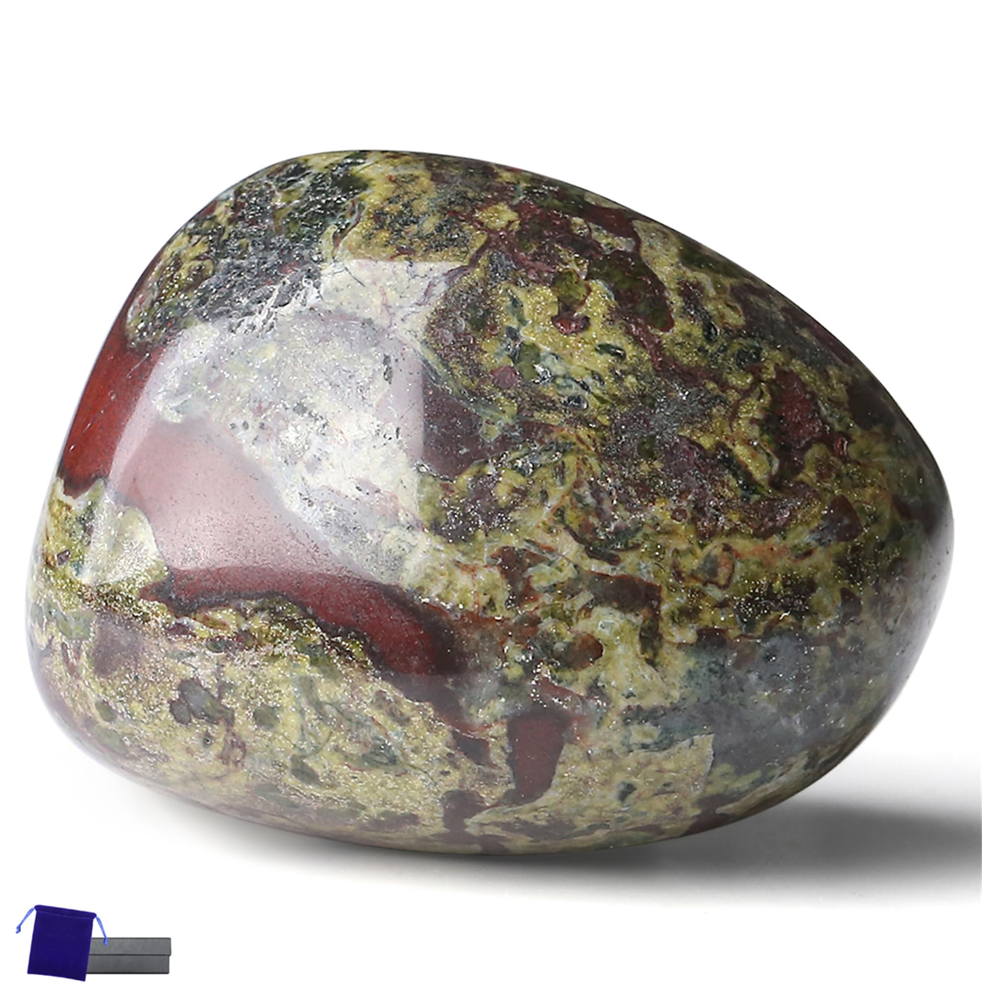 YATOJUZI 1.6''-2'' Dragon Blood Stone Natural Crystals and Healing Stones Worry Stones Polished Rocks Gemstones Palm Stone for M
