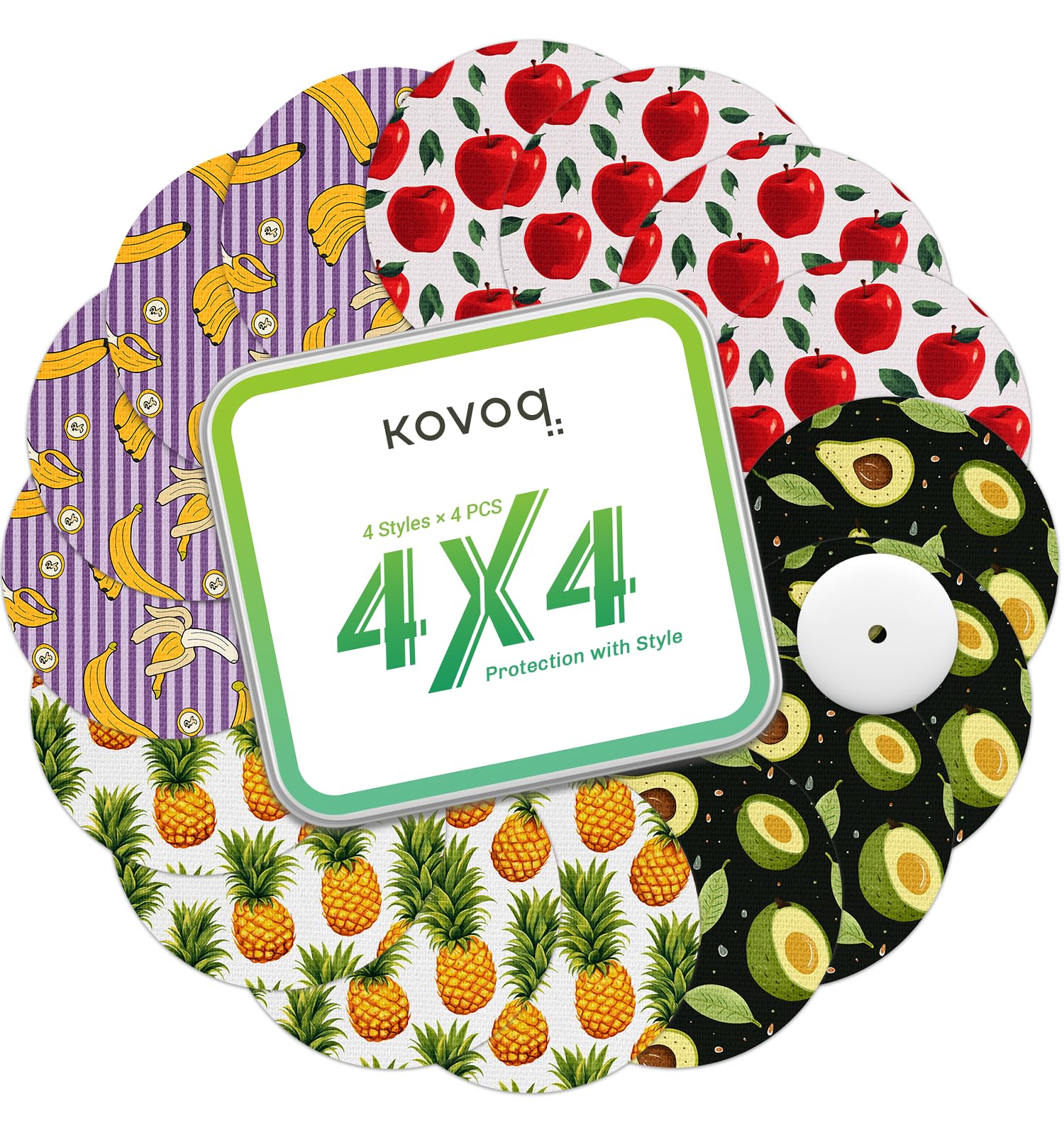 Kovoq - Freestyle Libre 3 Sensor Covers, 16 Printed Waterproof Libre 3 Covers, 1 Hardshell Cover for Enhanced Safeguard, Breatha
