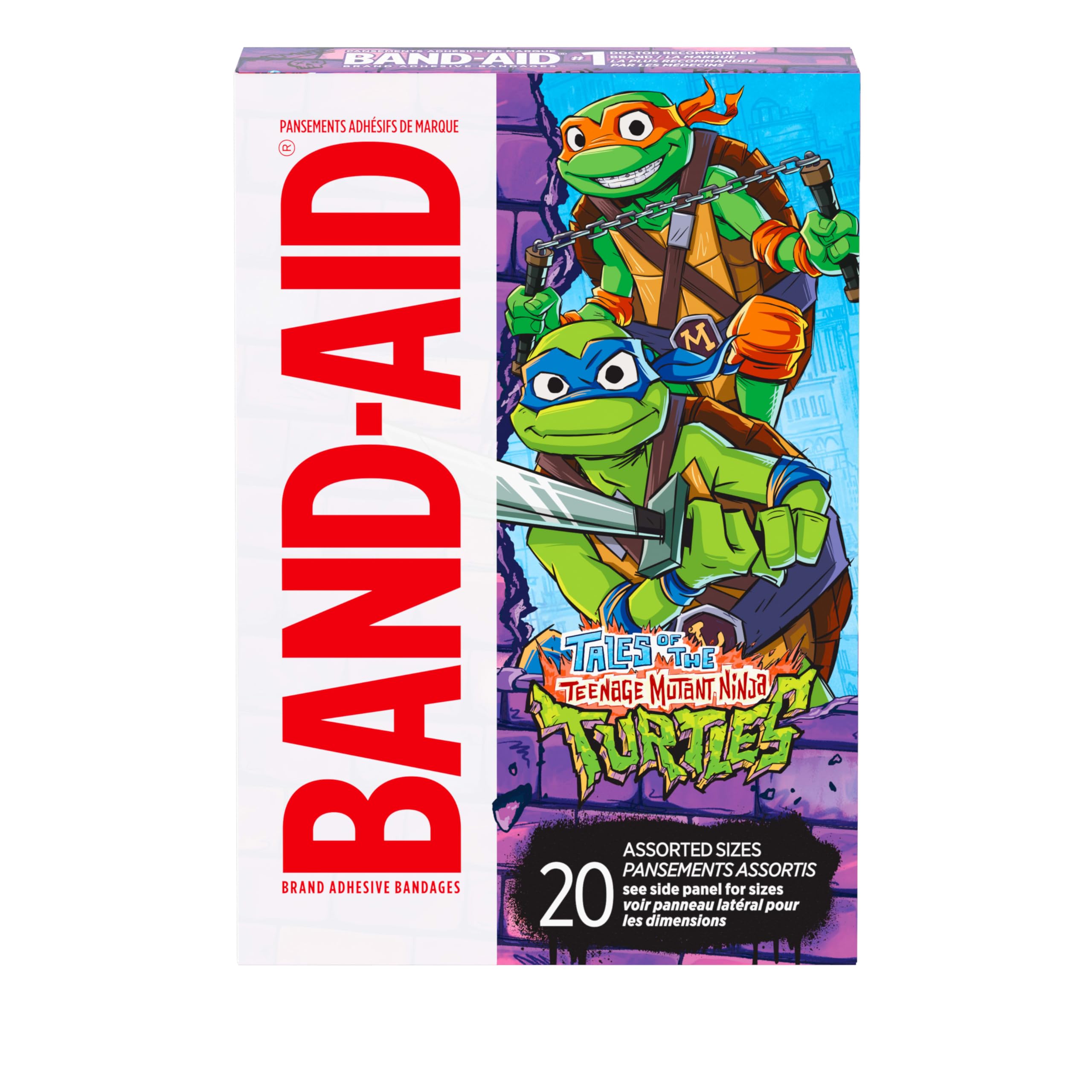 BAND-AID Brand Adhesive First Aid Bandages for Minor Cuts & Scrapes, Wound Care Featuring Nickelodeon TMNT Characters, Fun Banda