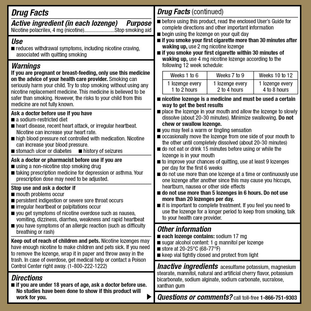 GoodSense Nicotine Lozenge 4 mg, Reduce Nicotine Cravings and Stop Smoking with a Nicotine Replacement Therapy, 108 Count
