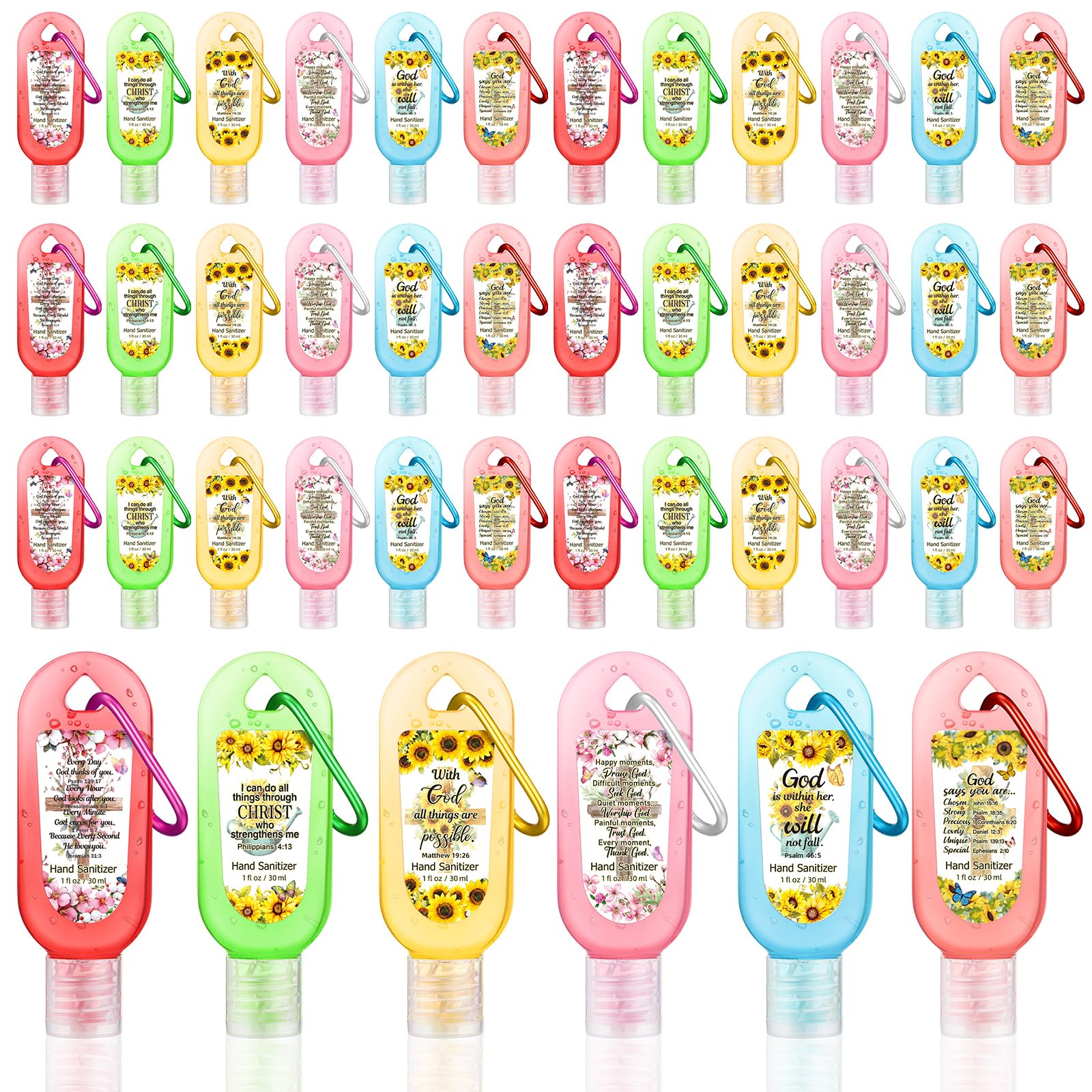 24 Pack Christian Hand Sanitizer Keychains Bible Verse Mini Hand Sanitizer Keychains Bulk Travel Size Christian Gift for Women R
