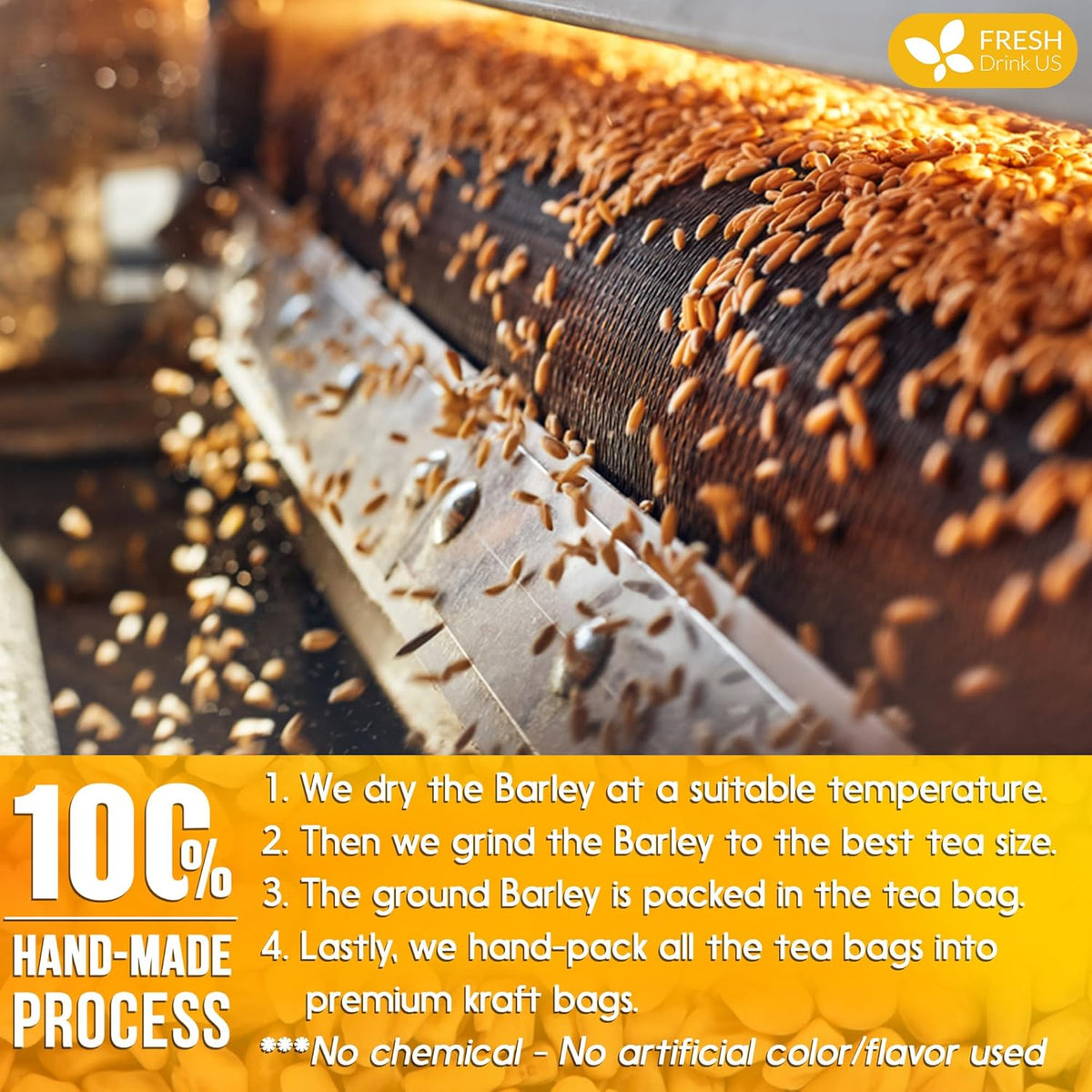 Premium Barley Tea Bags, 100% Natural & Pure from Barley. Loose Barey Herbal Tea. No Sugar, No Caffeine, No Gluten, Vegan.