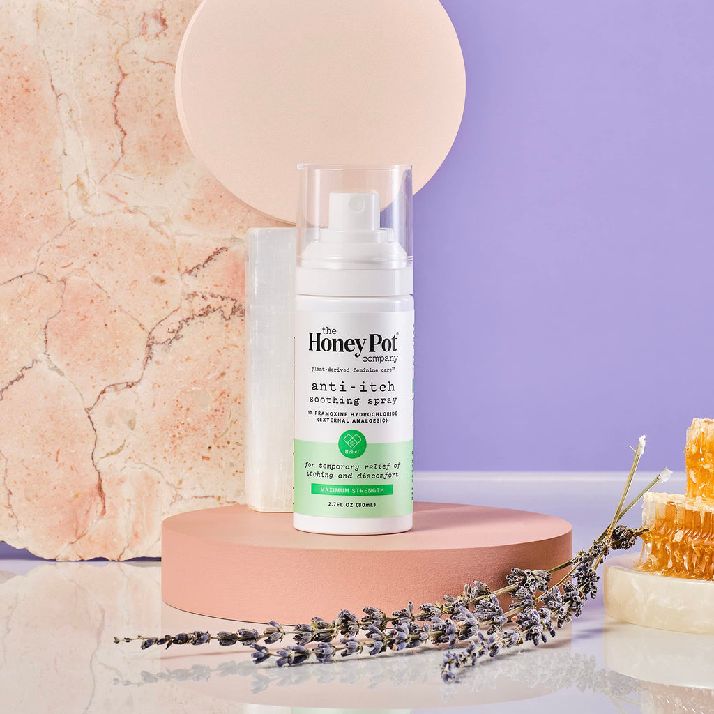 The Honey Pot Company - Feminine Anti-Itch Spray - at Home or On The Go Medicated to Relieve Itch and Irritation. Maximum Streng