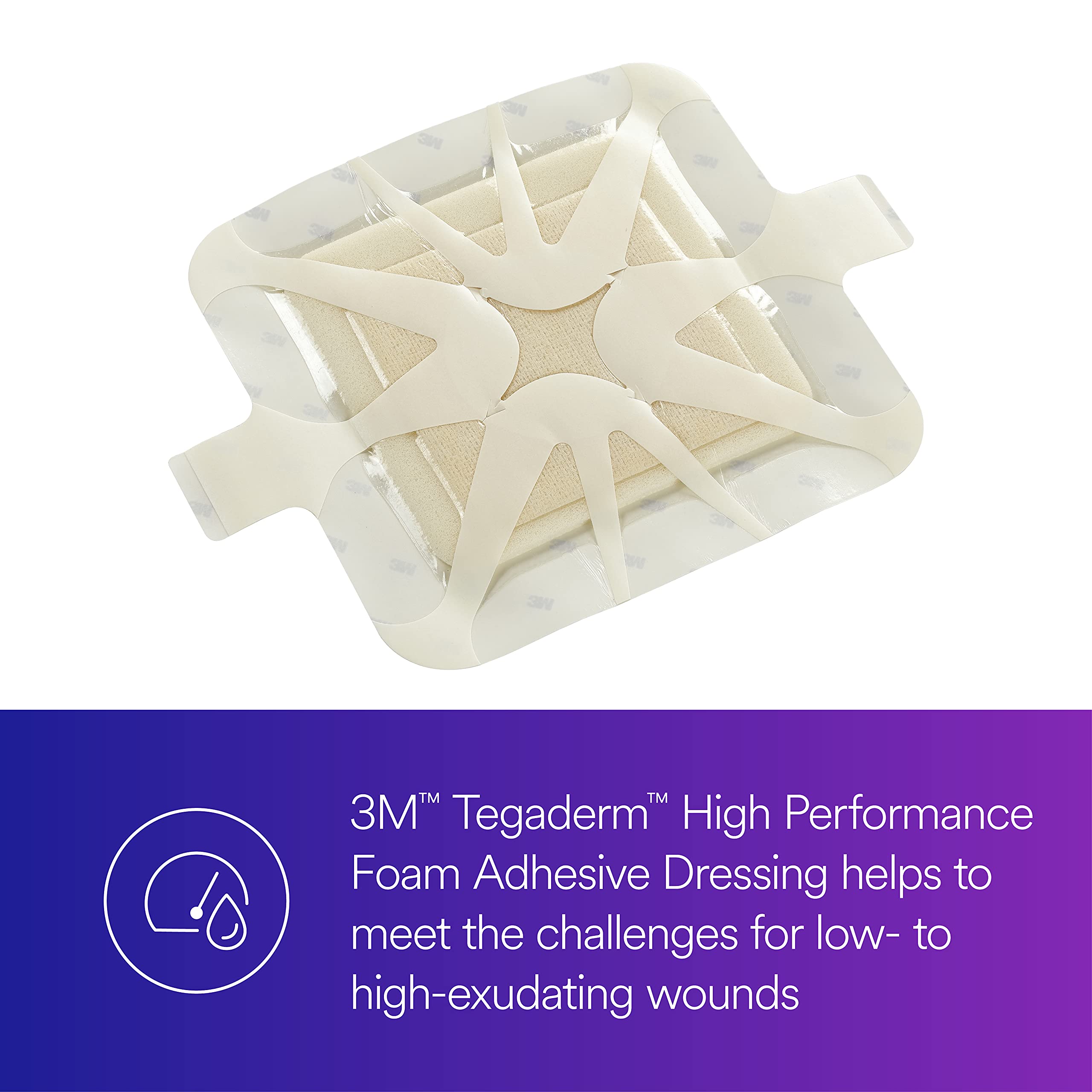 3M Tegaderm High Performance Foam Adhesive Dressing 90612, Square, 10 Bag/Carton, 4 Carton/Case