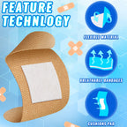 Marsui 200 Pcs Adhesive Spots Bandages Square Tan Adhesive Bandages Flexible Non Latex Knuckle Fingertip for Small Incisions Wou