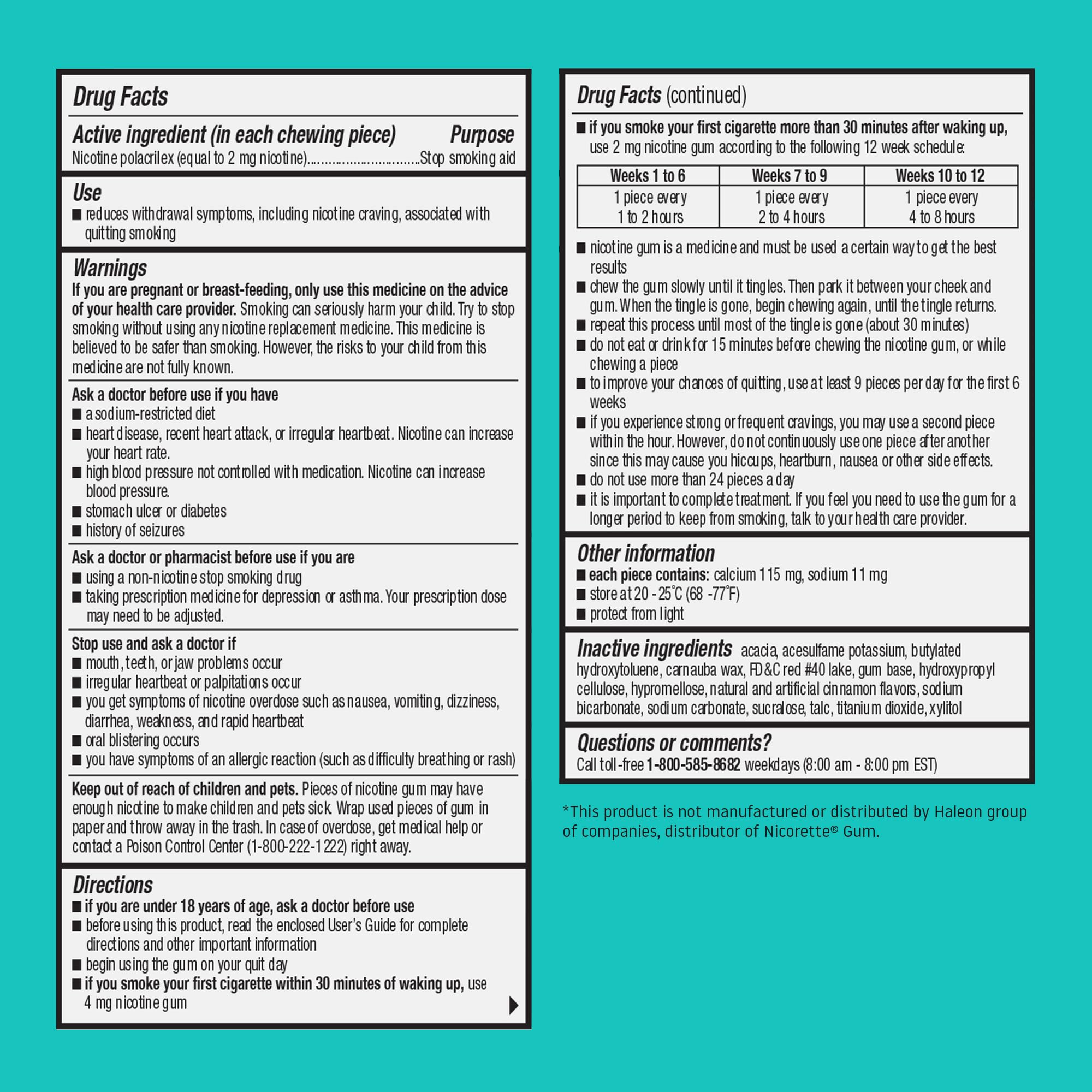 Habitrol Nicotine Gum - 2 mg, Cinnamon Flavor, 150 Count - Reduces Cravings & Helps Quit Smoking