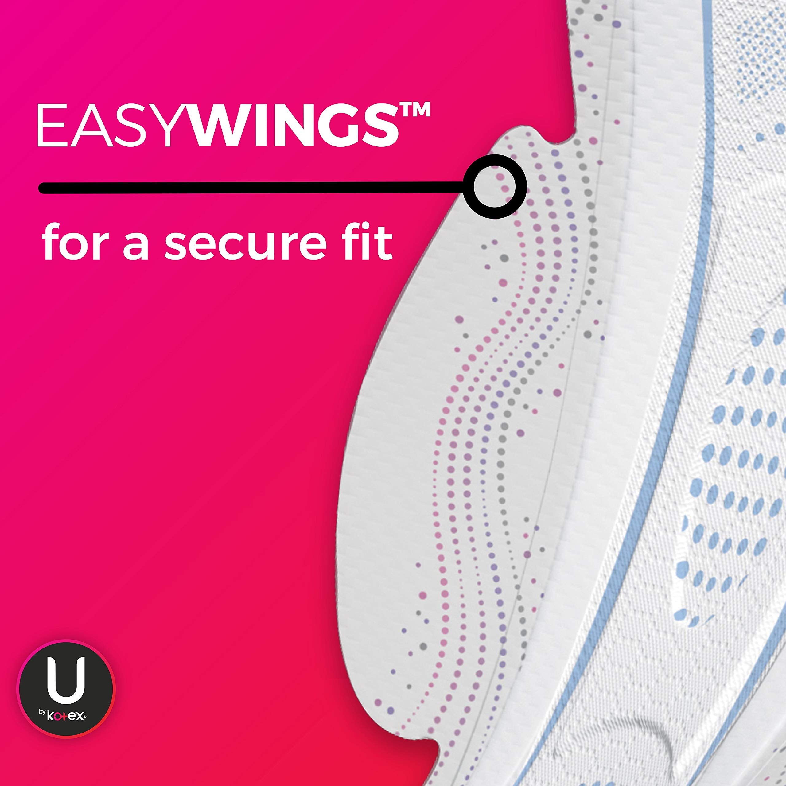U by Kotex CleanWear Ultra Thin Feminine Pads with Wings, Regular Absorbency, 32 Count