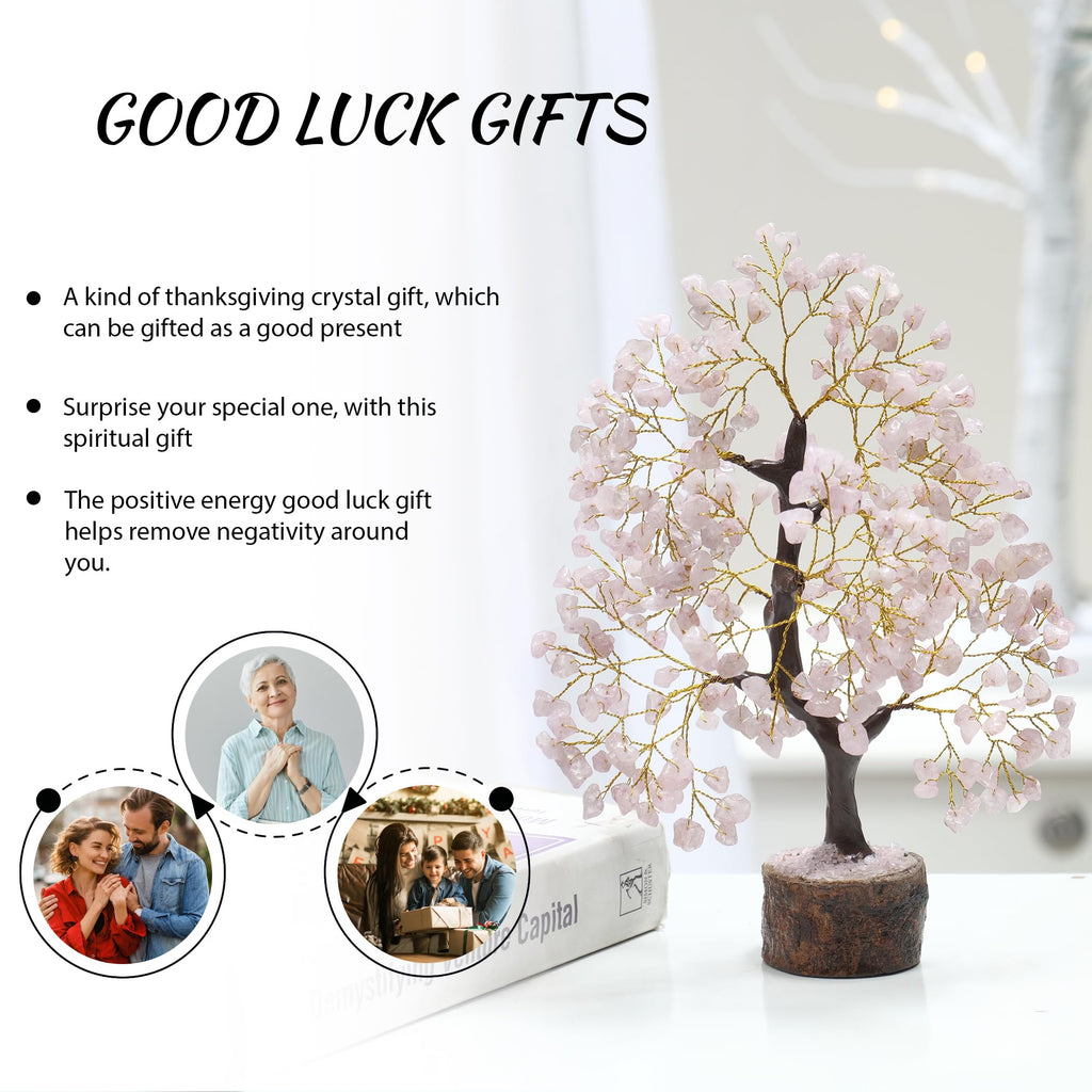 Rose Quartz Money Tree, Crystal Gifts, Rose Quartz Crystals, Fengshui Money Tree, House Warming Gifts New Home, Pink Office Supp
