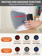 Vofuoti Portable Heating Pad, Cordless Heating Pad with Battery and Massager, 3 Vibration Modes and 3 Heating Settings, Heated P