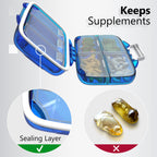 Travel Pill Organizer - Moisture Proof Portable Vitamin Holder with 7 Compartments, Compact Supplement Case for Purse Essential