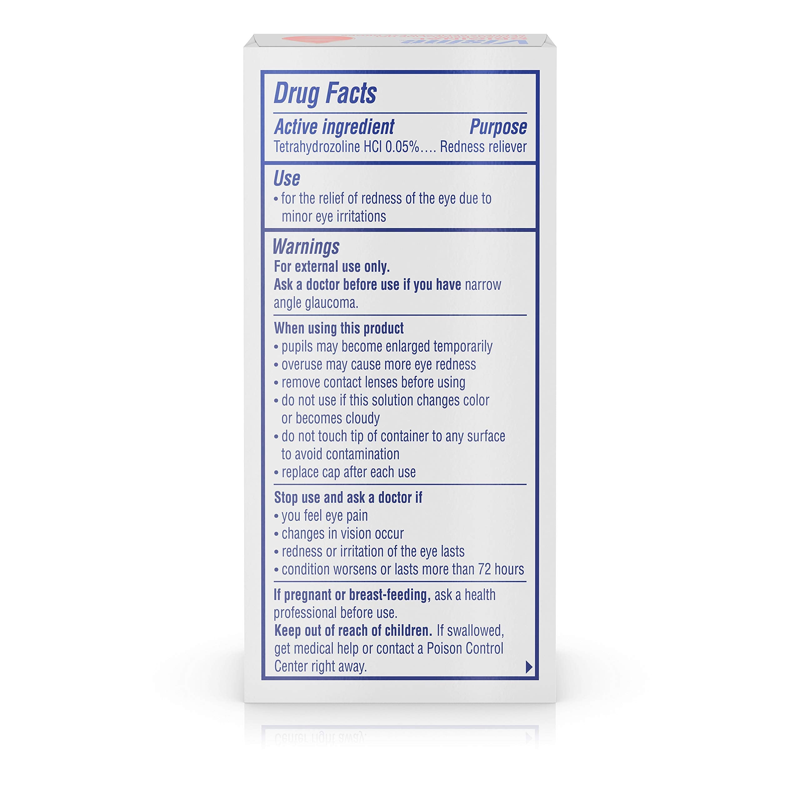 Visine Original Redness Relief Eye Drops to Help Relieve Red Eyes & Eye Irritation, 0.5 Fl Oz (Pack of 4)