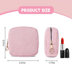 Playexen Period Bag for Teen Girls, Corduroy Sanitary Napkin Storage Bag, Menstrual Pad Pouches Tampon Holder for Purse (Pink)