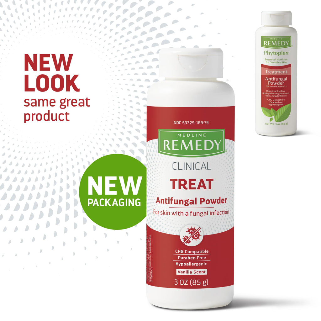 Medline Remedy Clinical Antifungal Powder (3 oz Bottle), Vanilla Scent, 2% Miconazole Nitrate, Treats Athletes Foot, Jock Itch,
