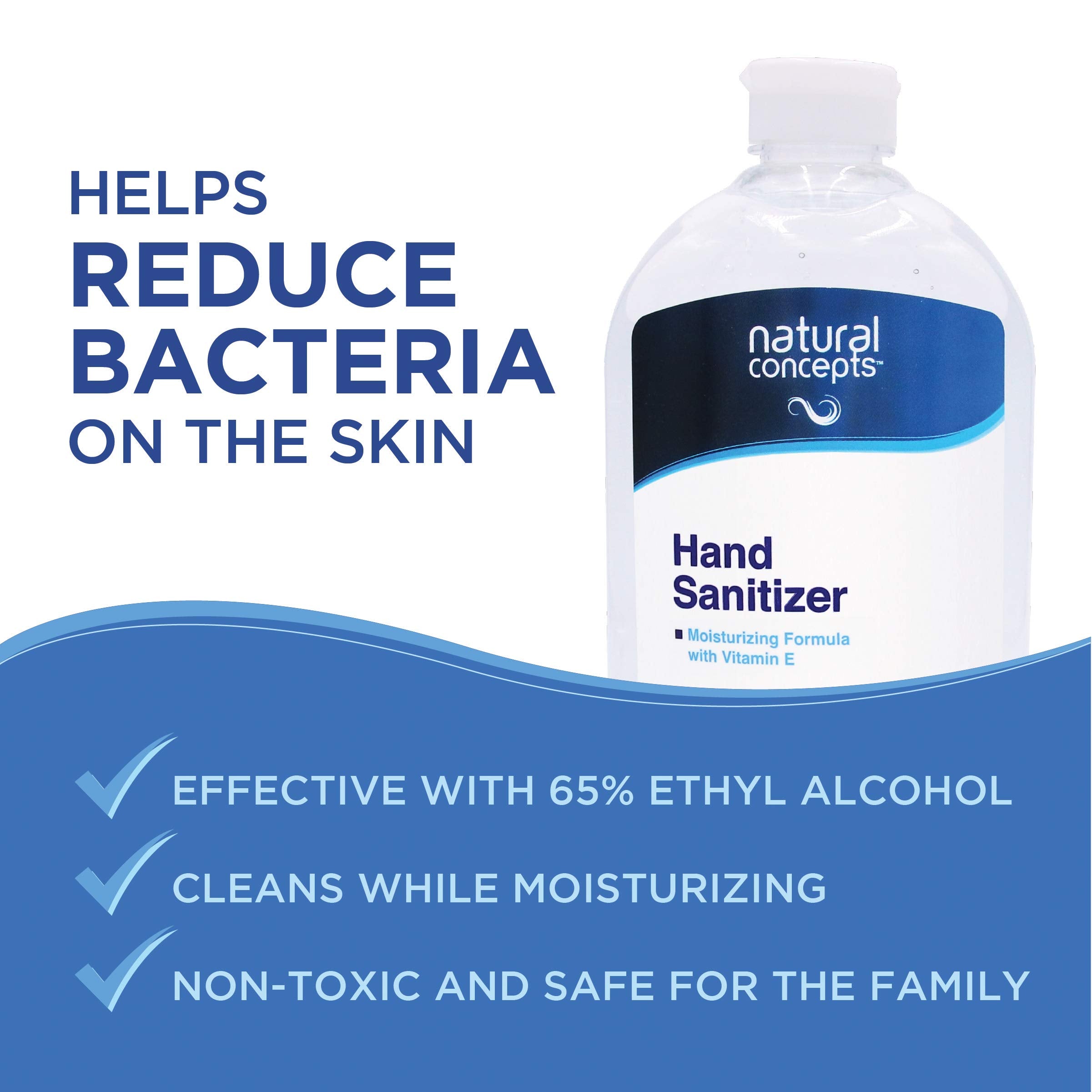 NATURAL CONCEPTS | Hand Sanitizer Gel, 32-oz Bottle, 4-Pack (128oz Bulk Pack), with Vitamin E, 65% Ethyl Alcohol | Made in Canad