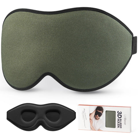 LitBear Sleep Mask for Men Side Sleeper, Sleeping Mask for Women Light Blocking, 3D Contoured Cup Eye Mask Sleeping, Soft Lightw