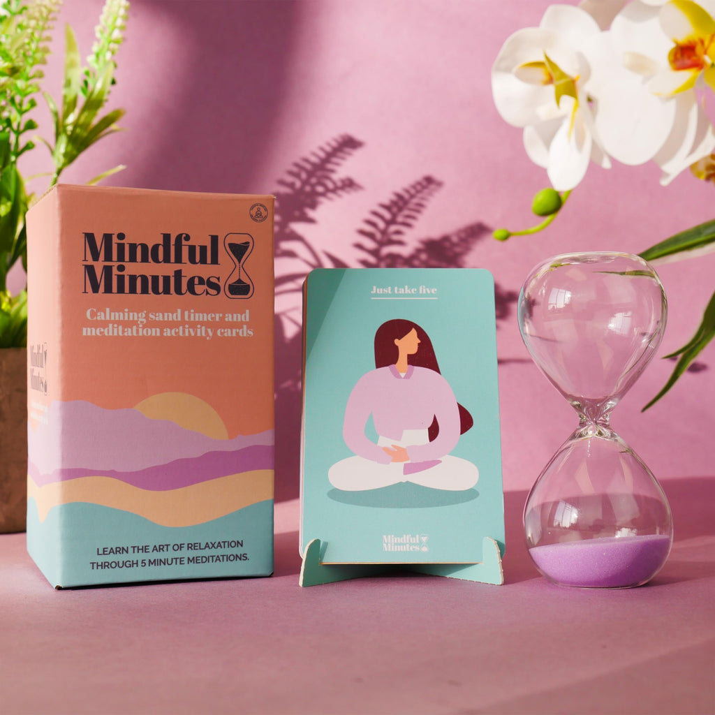 Gift Republic Mindful Minutes Meditation Cards and 5 Minute Sand Timer Calming Meditation Gift Mindfulness Self-Care Affirmation