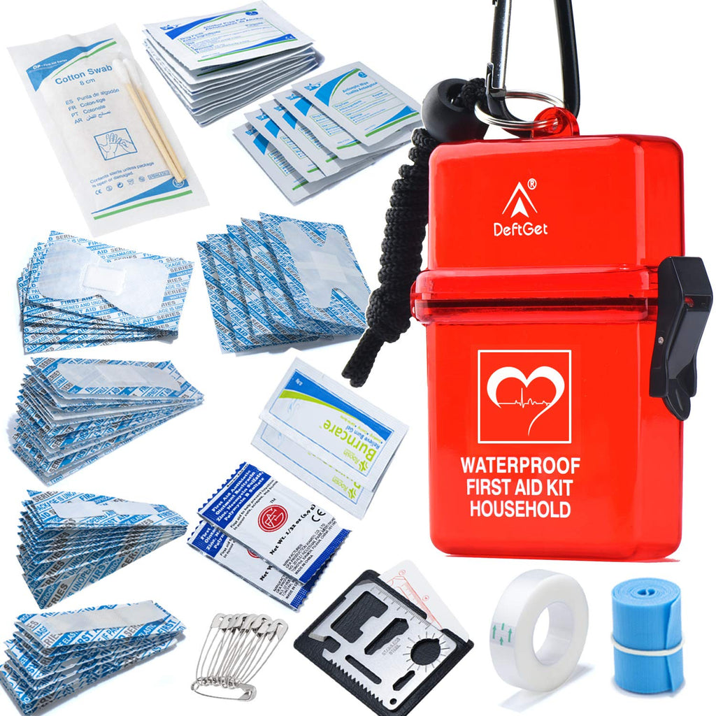 DEFTGET Waterproof First Aid Kit Travel essentials small Emergency Survival Kits mini Durable Lightweight for Minor Injuries Cam