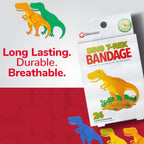 BioSwiss Bandages, Dinosaur Shaped Self Adhesive Bandage, Latex Free Sterile Wound Care, 24 Count