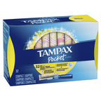 Tampax Pocket Pearl Tampons Regular Absorbency with LeakGuard Braid, Unscented, 32 Count