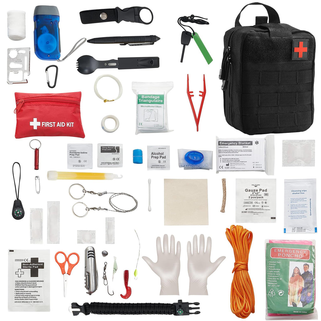 VEVOR Survival First Aid Kit, 250 Pieces, 600D Nylon Trauma First Aid ...