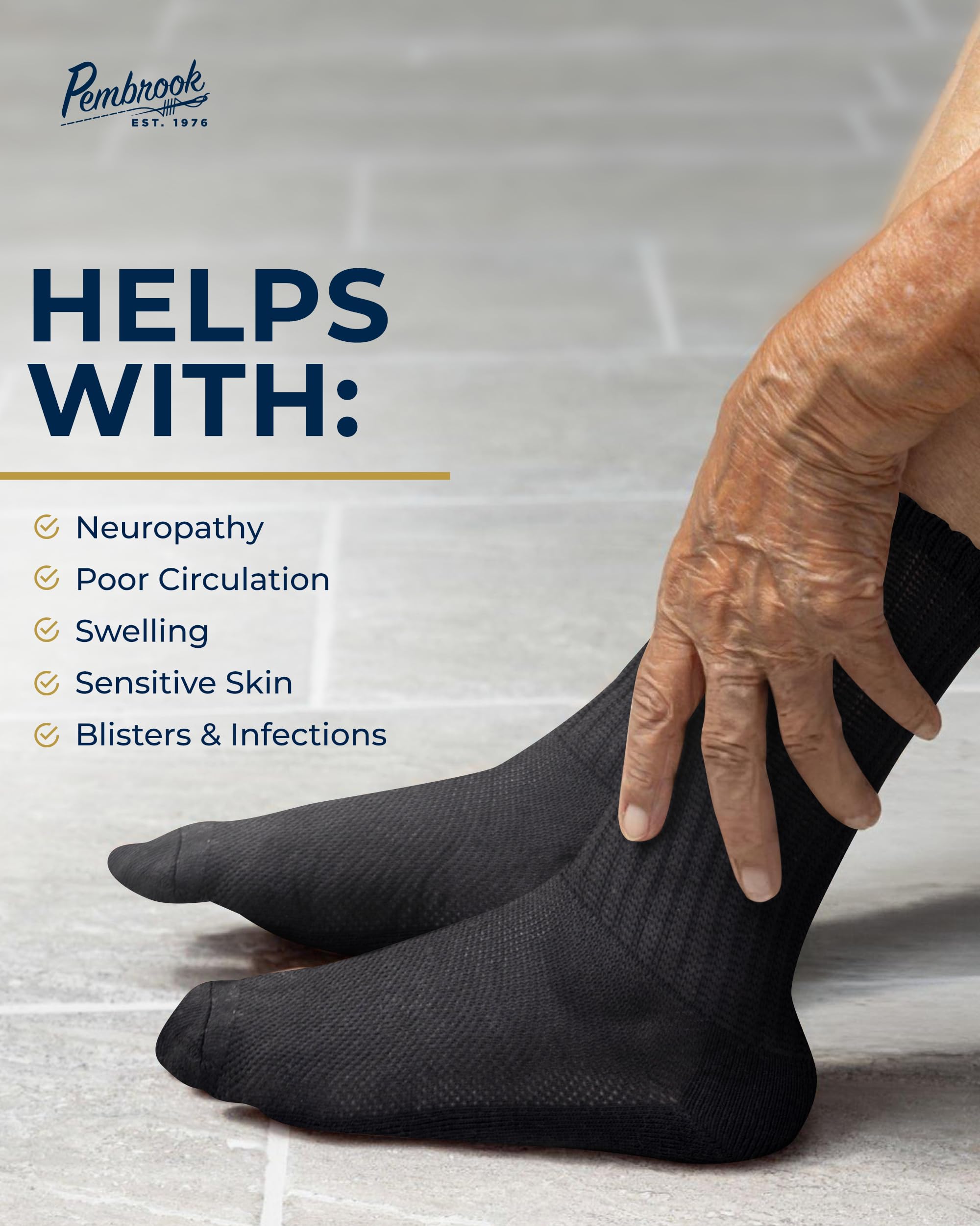 Pembrook Diabetic Socks for Men and Women - Non Binding Socks Women | Neuropathy Socks for Men and Neuropathy Socks for Women |