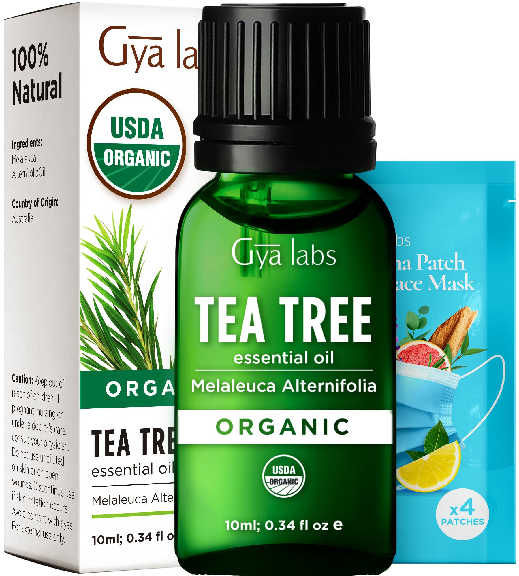 Gya Labs USDA Certified Organic Tea Tree Essential Oil for Hair - 100% Pure Natural Australian Organic Tea Tree Oil for Skin, Fa