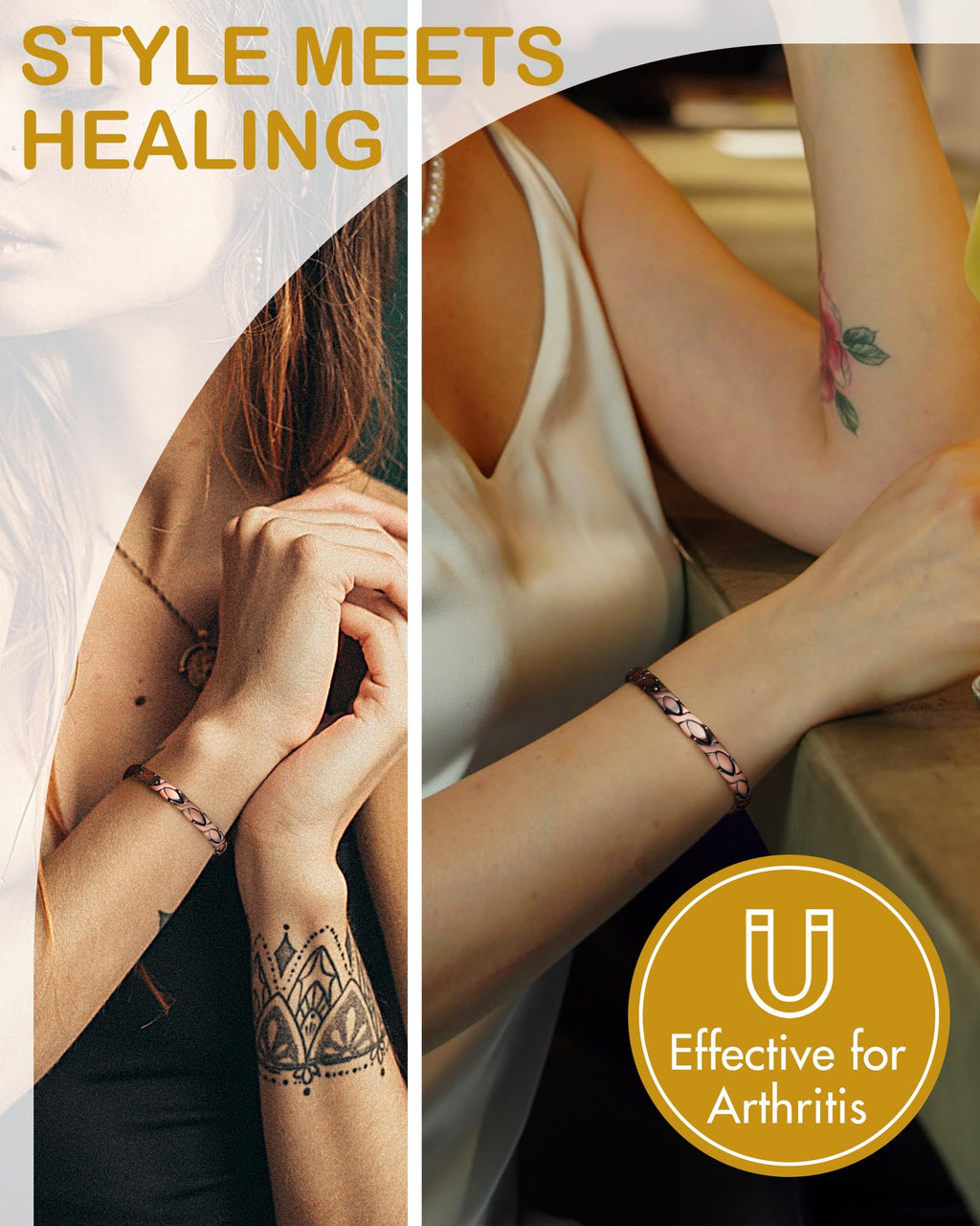 Feraco Copper Bracelet for Women 99.99% Solid Copper Magnetic Bracelets, Unique X Shape Links, Magnetic Field Therapy Jewelry Gi