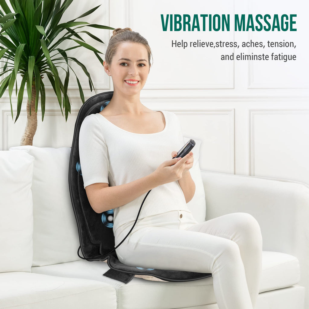 Snailax Memory Foam Massage Seat Cushion, Back Massager with Heat, Seat Massager, Chair Massager, Massage Chair Pad for Home Off
