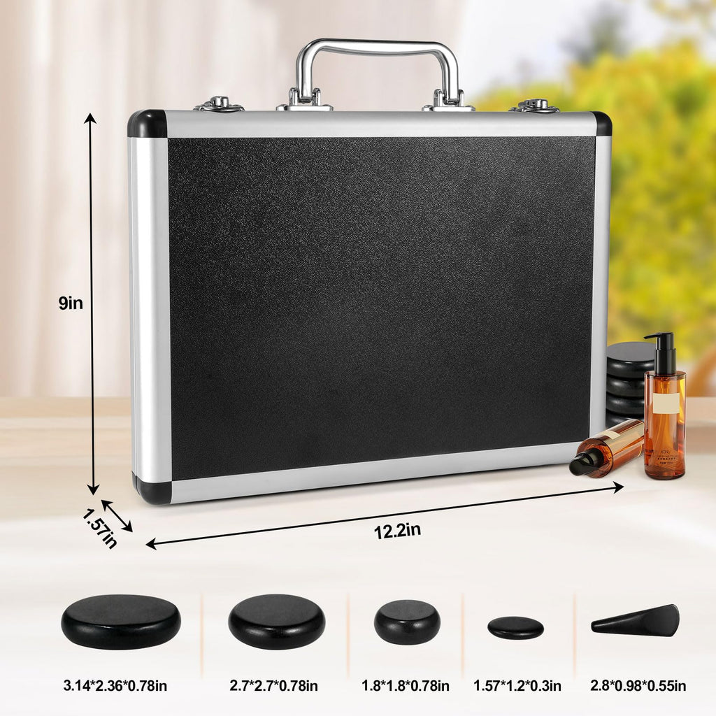 Primachen Hot Stones Massage Warmer Kit, 21 Pcs Hot Stones Massage Set, Hot Rocks Basalt Massage Stones for Home Spa Warming The
