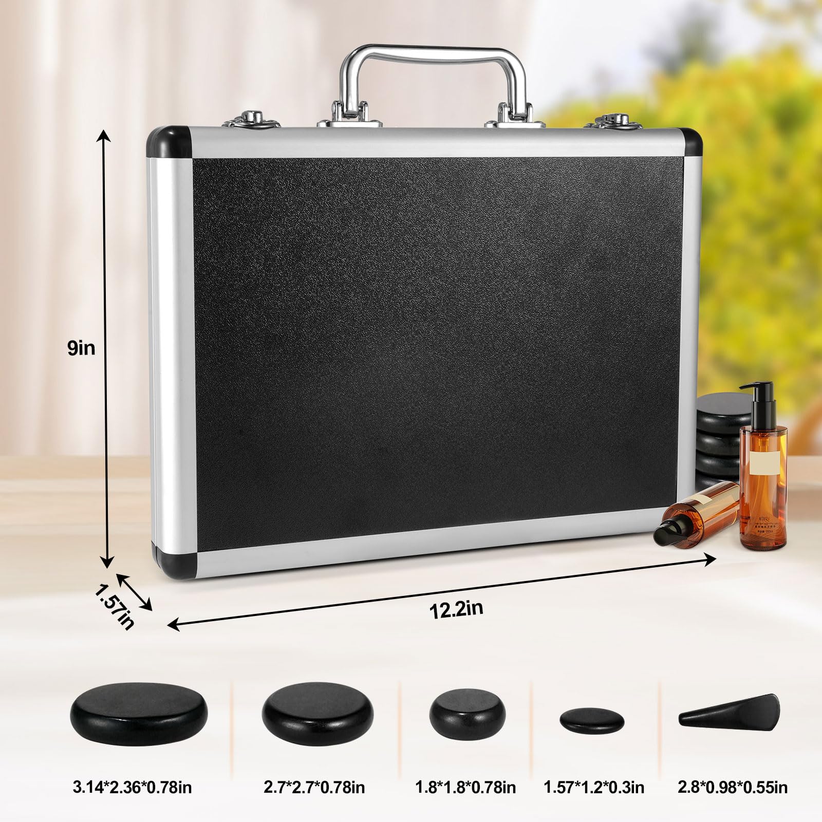 Primachen Hot Stones Massage Warmer Kit, 21 Pcs Hot Stones Massage Set, Hot Rocks Basalt Massage Stones for Home Spa Warming The