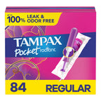 Tampax Pocket Radiant Compact Plastic Tampons, with LeakGuard Braid, Regular Absorbency, Unscented, Pack of 3 (28 count each pac