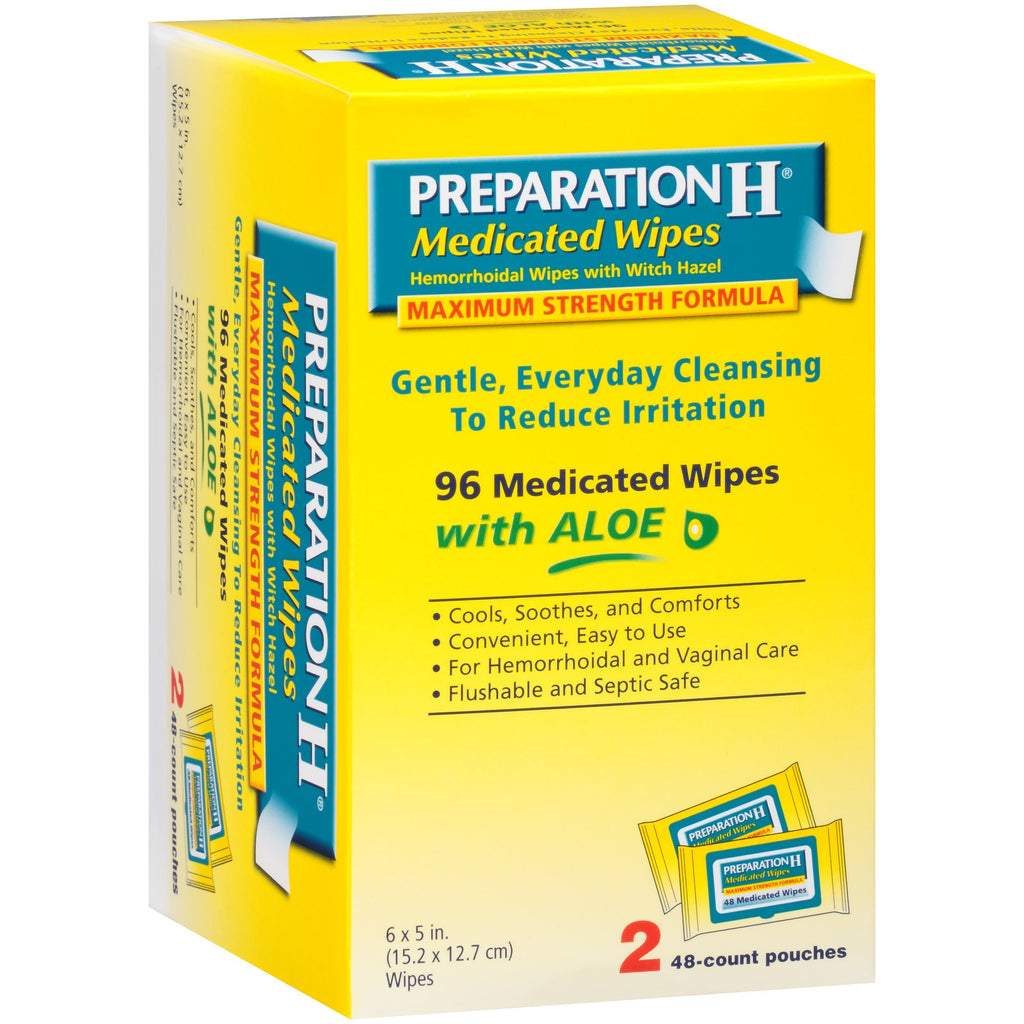 Preparation H Medicated Wipes, 96-Count Package (Pack of 3)
