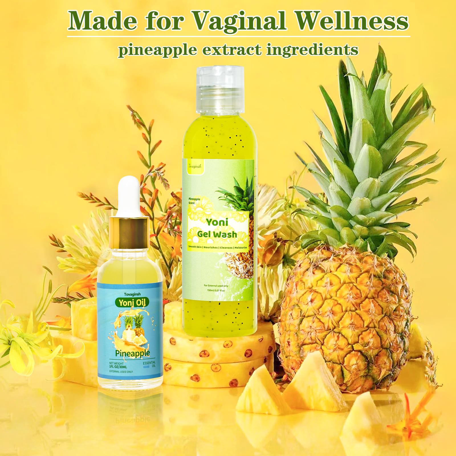 Natural Yoni Wash Yoni Oil Set, Feminine Wash for Women ph Balance, Yoni Oil for Vagina Moisturizing, Feminine Oil Intimate Vagi