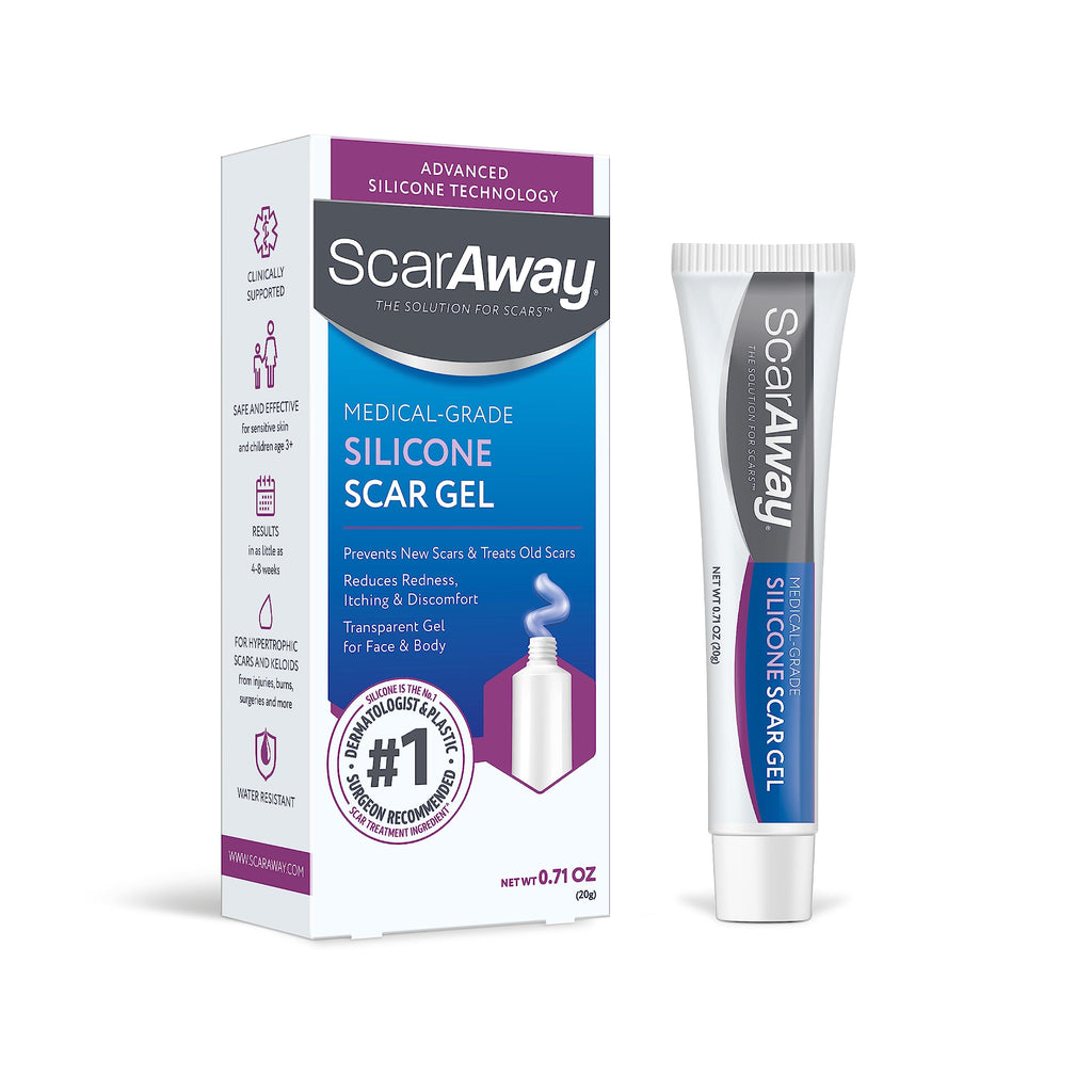 ScarAway 100% Medical-Grade Silicone Scar Gel for Face, Body, Surgical, Burn, Hypertrophic, Keloids and Acne Scar Treatment, 0.7