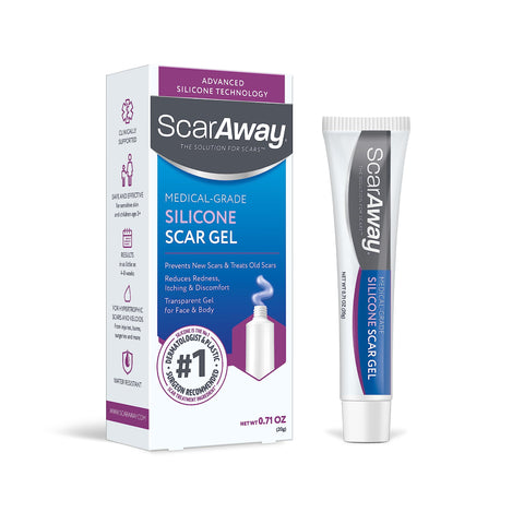 ScarAway 100% Medical-Grade Silicone Scar Gel for Face, Body, Surgical, Burn, Hypertrophic, Keloids and Acne Scar Treatment, 0.7