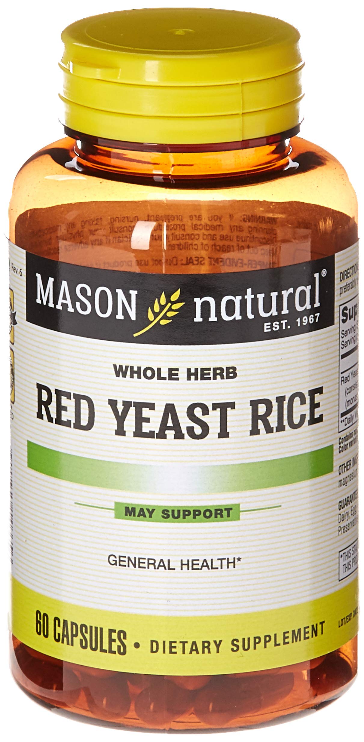 Mason Natural, Red Yeast Rice, 1200 mg, 60 Count (Pack of 3), Herbal Dietary Supplements May Help Maintain Healthy Cholesterol a