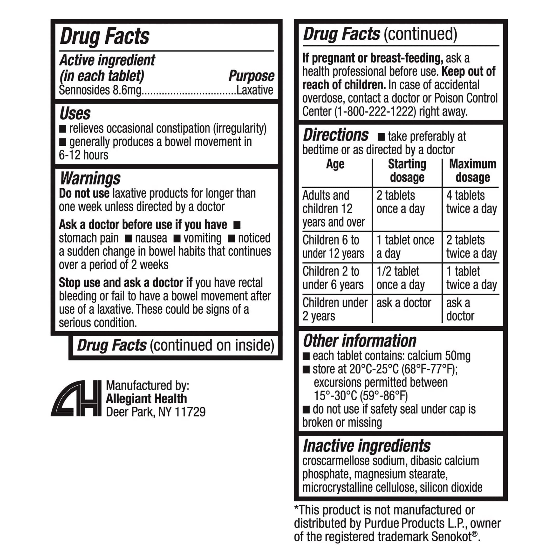 HealthA2Z Senna Laxative | 300 Count | Sennosides 8.6mg | Natural Vegetable | Laxative Ingredients | Overnight Relief | Bowel Mo