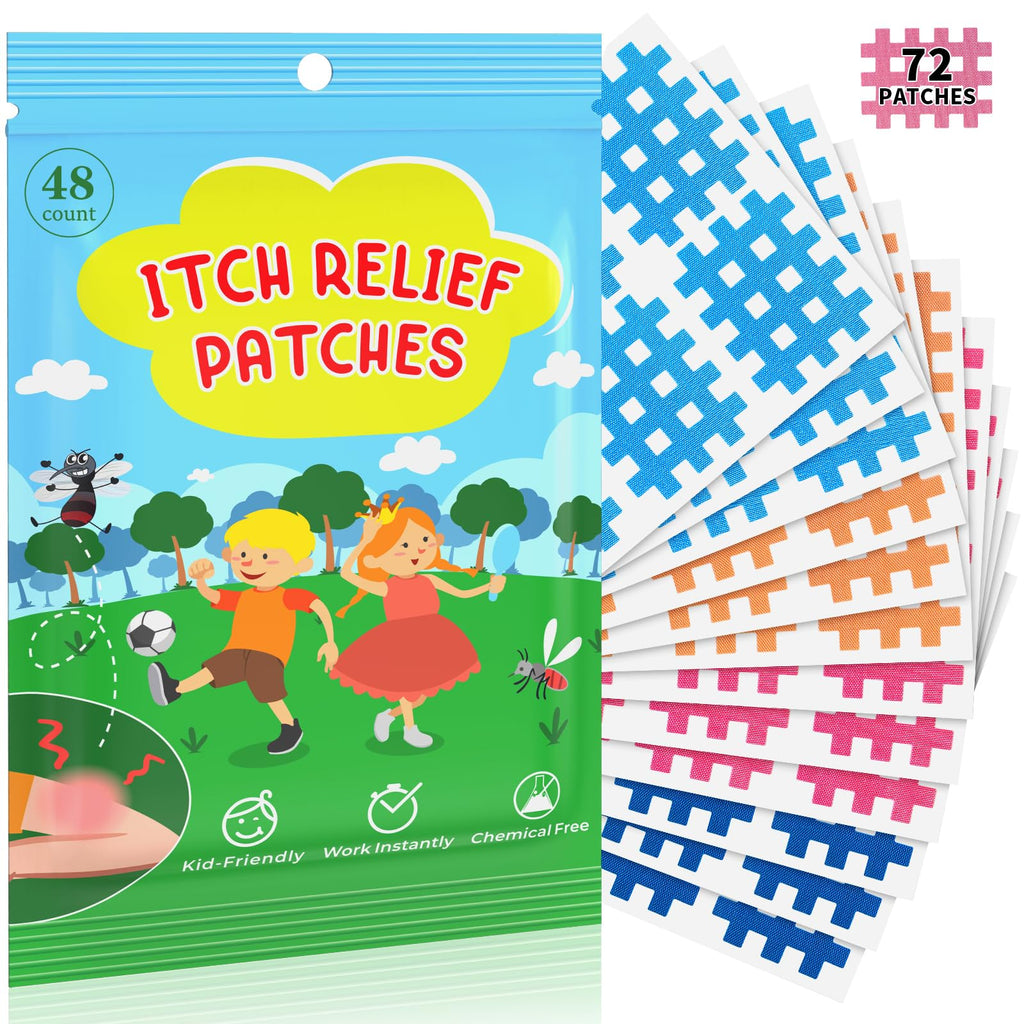 Kids Itch Relief Patches - 72 Pcs, EZ Relief for Bug Bites, Reduces Swelling, Prevents Scratching, Waterproof, 100% Child-Frien