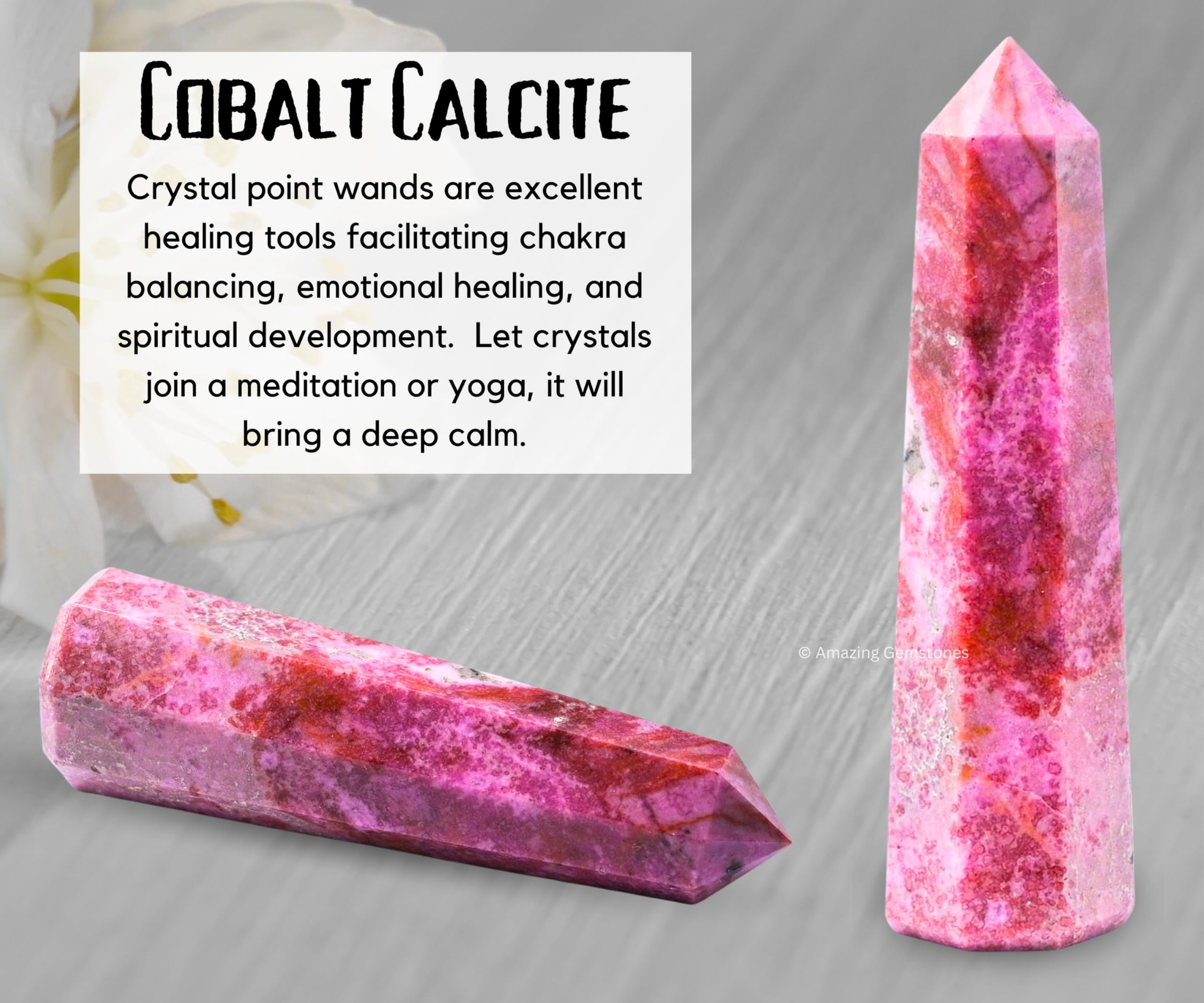 Cobalt Calcite Crystal Towers ~ Natural Healing Crystal Point Obelisk for Reiki Healing and Crystal Grid (3- Inch)