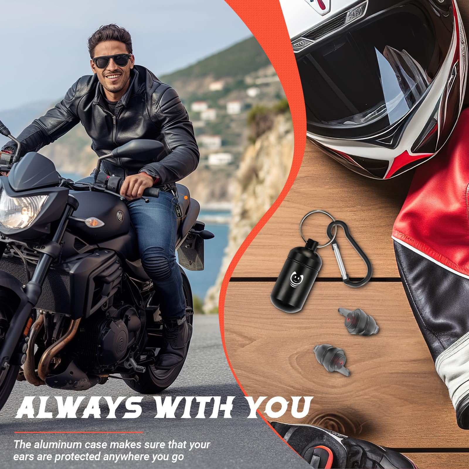 Softvox Motorcycle Ear Plugs for Wind Noise Reduction - 2 Pairs - 25dB - Motorcycle Accessories - Reusable Moto Earplugs, Soft C