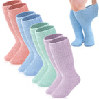 Shyyween 4 Pairs Extra Width Fleece Socks 13-15 Bariatric Socks Hospital Winter Coral Fleece Warm Soft Non Slip Sock for Women M