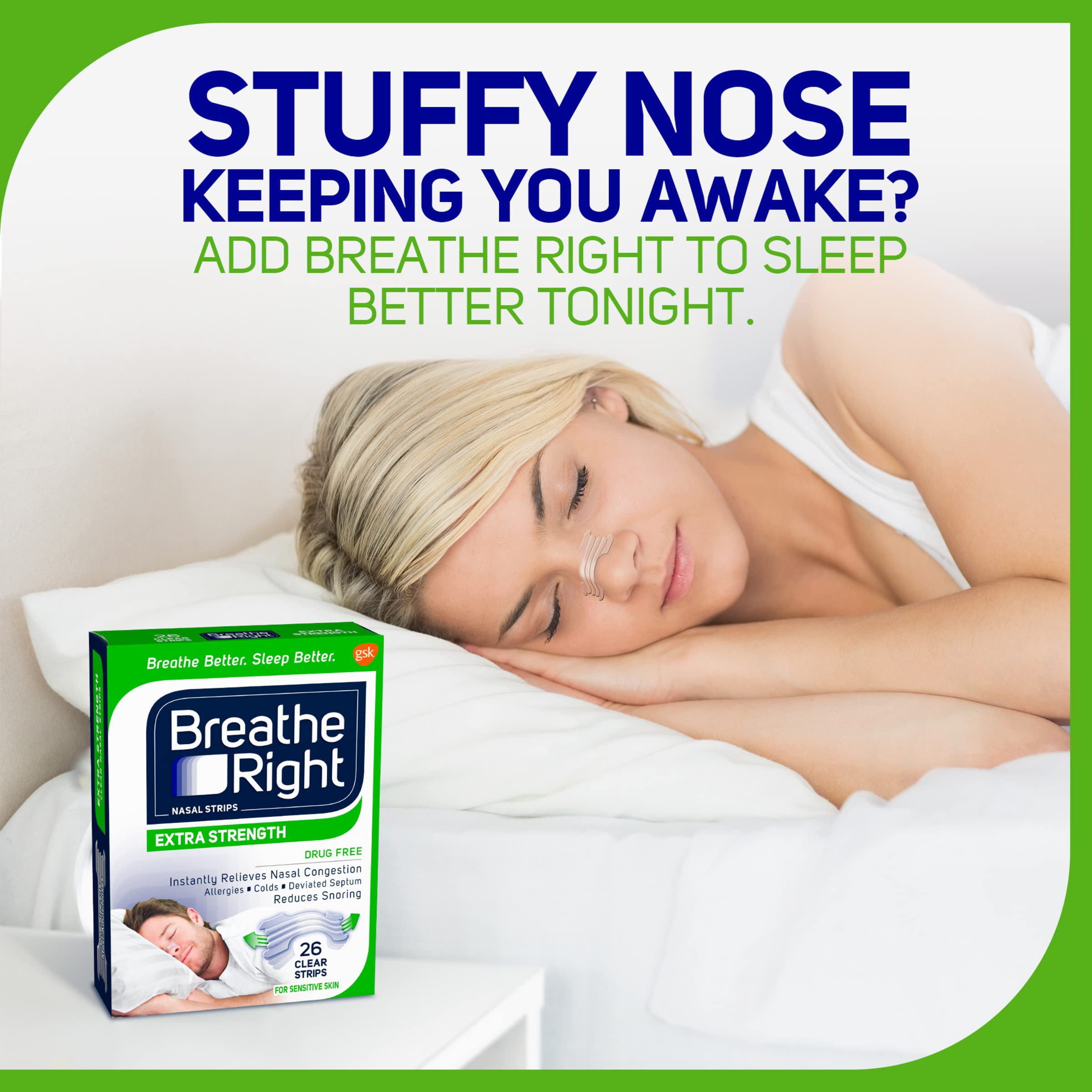 Breathe Right Nasal Strips to Stop Snoring, Extra Clear, 26 Count
