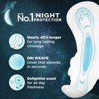 Whisper Bindazzz Night Sanitary Pads|Pack of 16 Thin Pads|XXL+|Upto 0% Leaks|60% Longer & Wider Back|Dry Top Sheet|Long Lasting