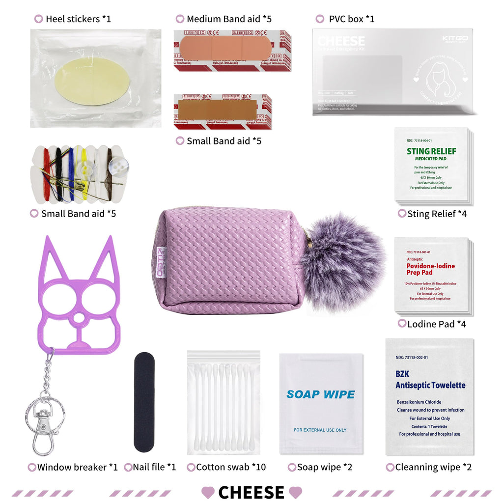 Kitgo MINI Bag Emergency Kit for Purse with 38 Pcs First Aid Items Womens Gift for Mothers Day, Best Friend, Bride, Daughter, G