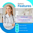 Safe n Simple Skin Barrier Wipes - 25 Large 5    x 7    Individually Wrapped No-Sting Barrier Film Wipes - Skin Prep Protective