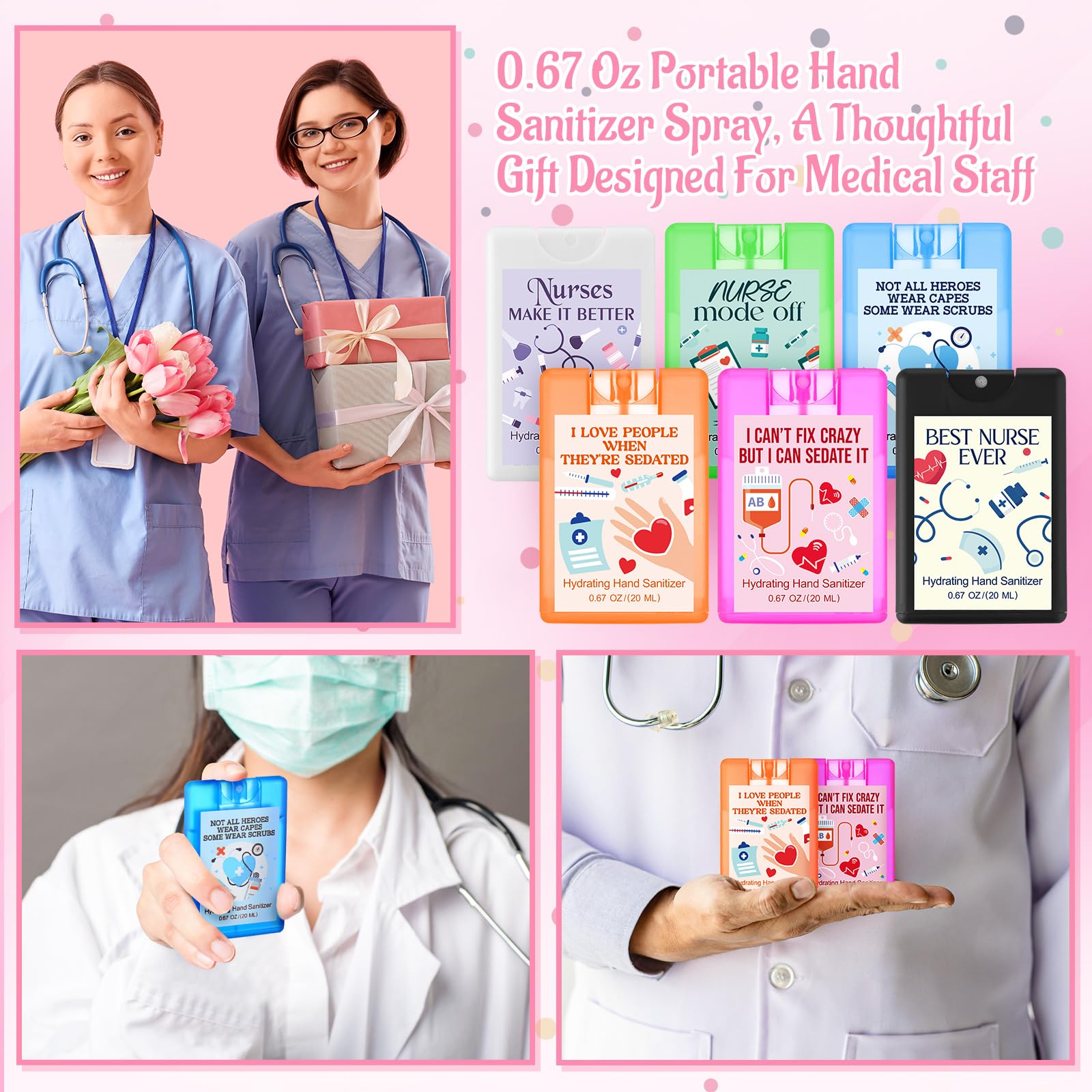 Dansib 24 Pack Nurse Appreciation Gifts Thank You Hydrating Hand Sanitizer Spray Travel Size Mini Hand Sanitizer Pocket Spray Bu