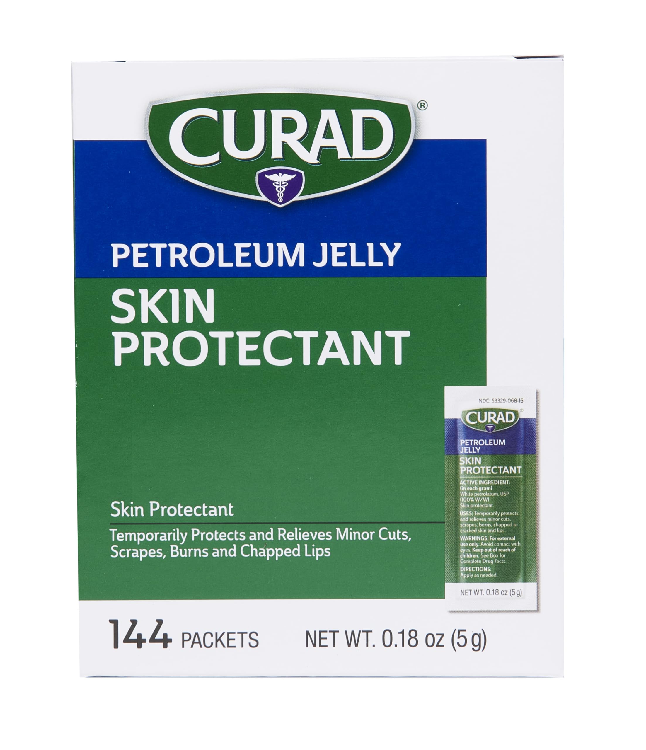 Medline Curad Petroleum Jelly, White/Green, 144 Count