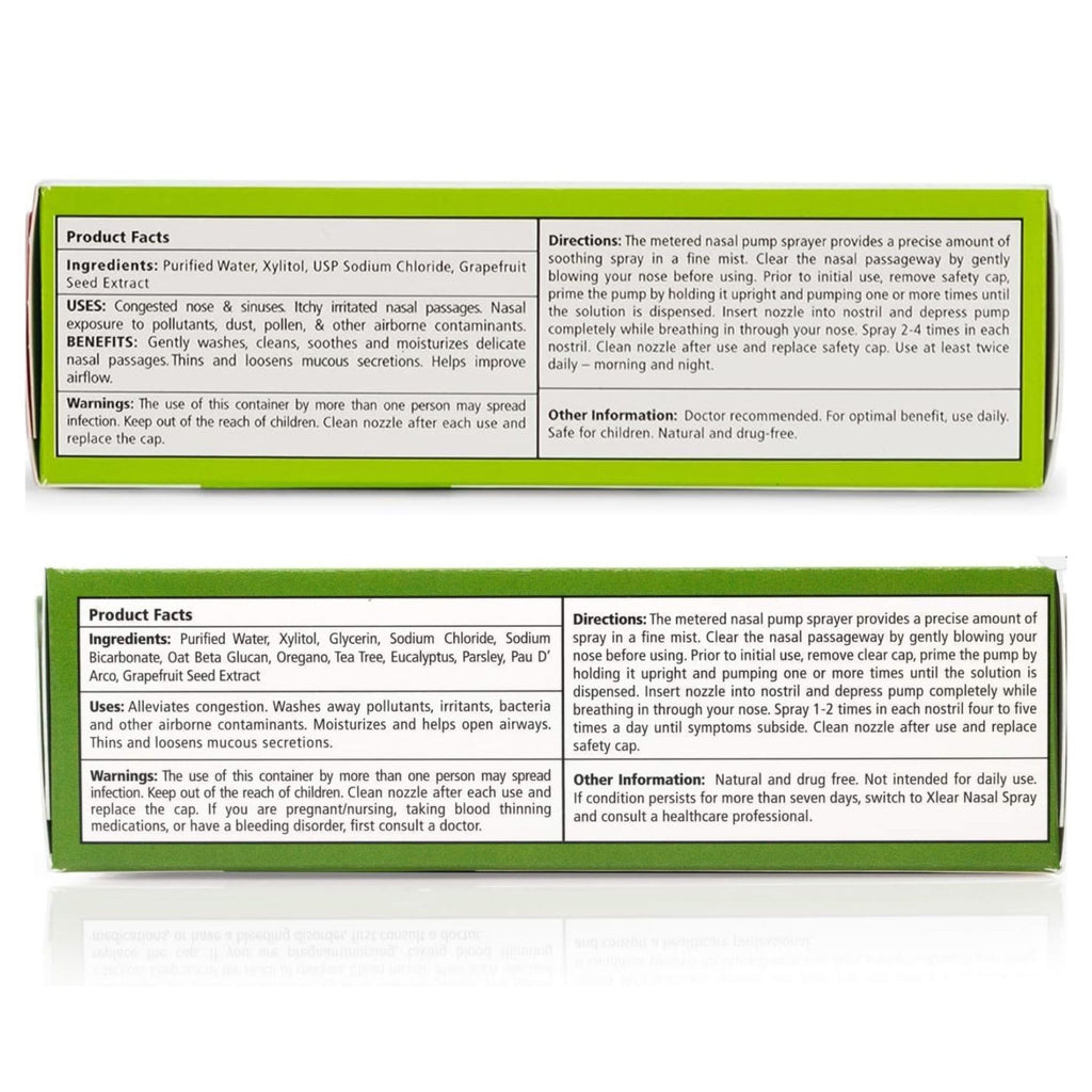 Xlear Natural Xylitol Nasal Spray, Regular and Rescue Bundle, Gentle Herbal Formula with Oregano, Tea Tree, Eucalyptus, Parsley,