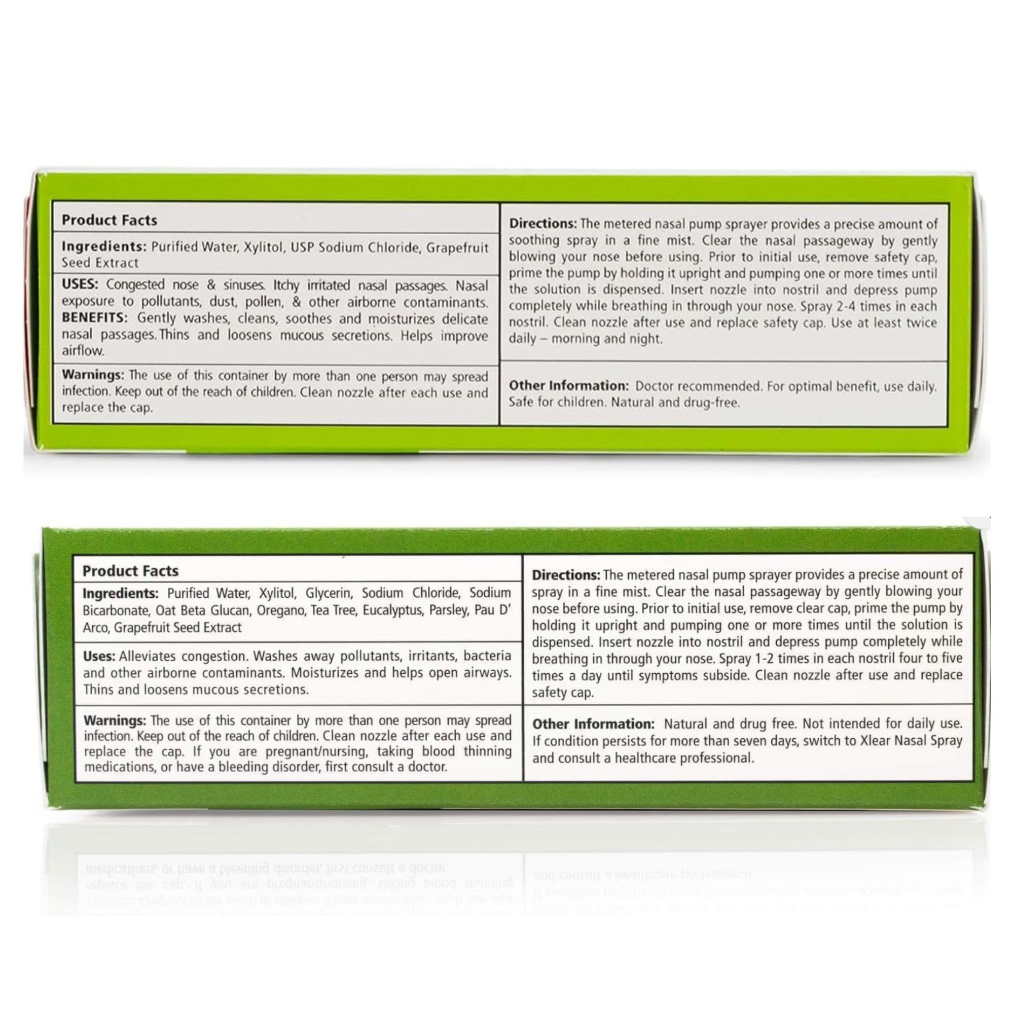 Xlear Natural Xylitol Nasal Spray, Regular and Rescue Bundle, Gentle Herbal Formula with Oregano, Tea Tree, Eucalyptus, Parsley,