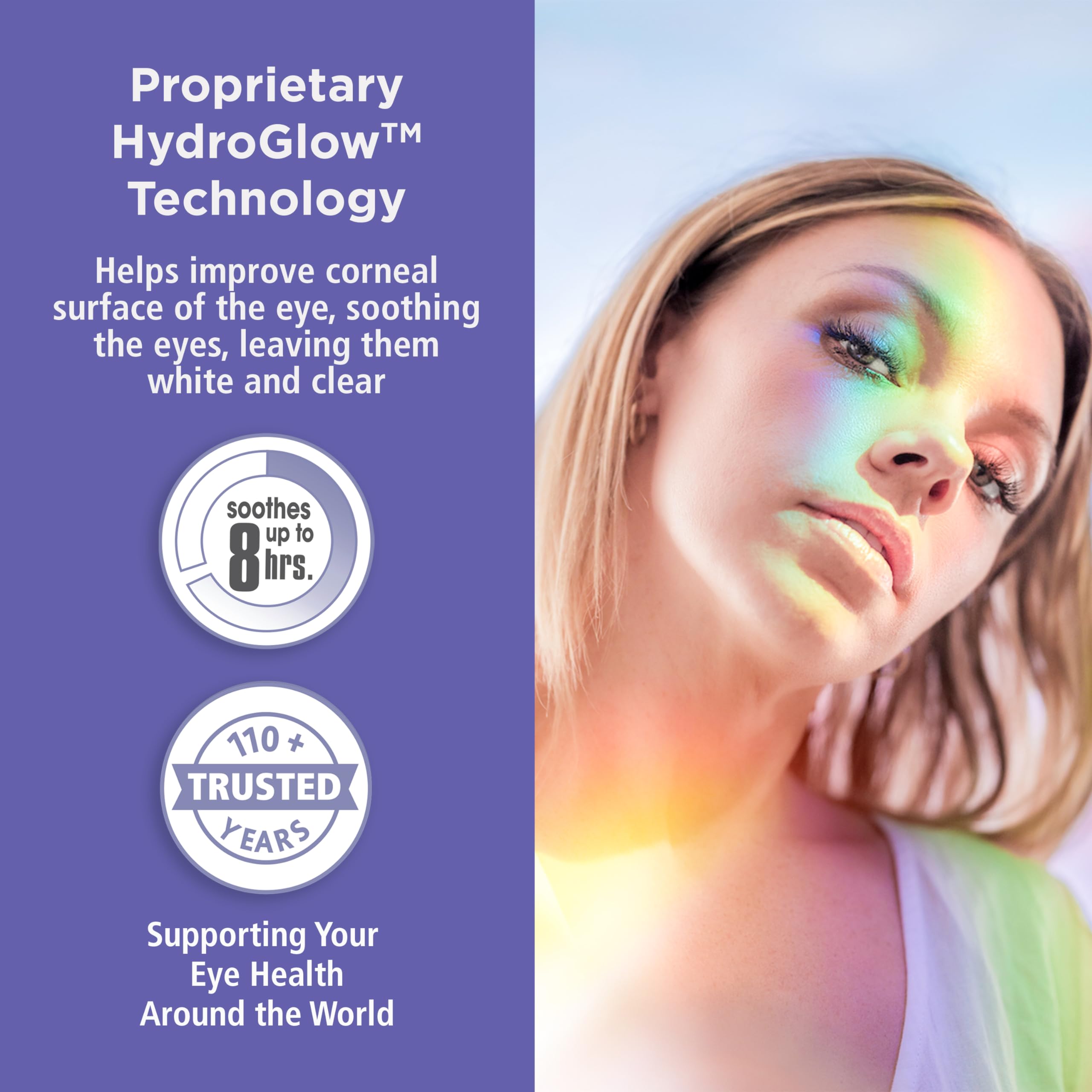 Rohto Optic Glow Whitening, Lubricant Eye Drops, Whitens, Brightens, and Hydrates Red Eyes, Fast-Acting Formula, Sterile Eye Dro